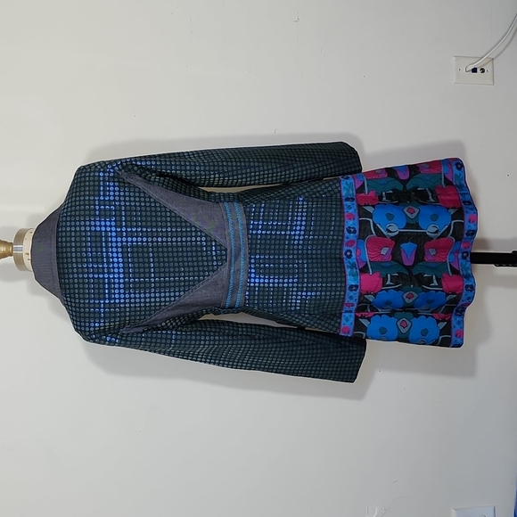 Custo Barcelona Retro Colorblock Button Down Mid Length Blazer Jacket Size 38=S - Picture 5 of 9